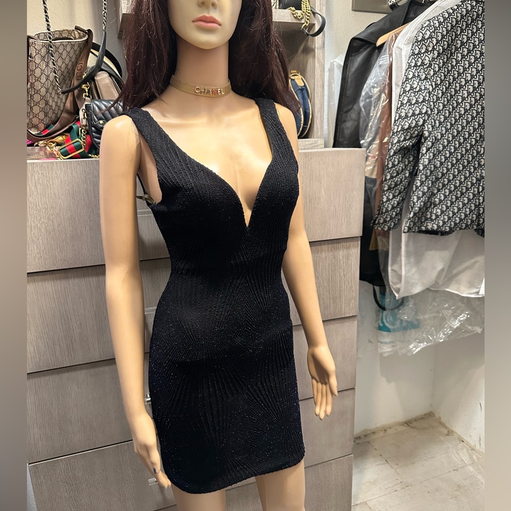 Small Stretchy black- blue dress great condition